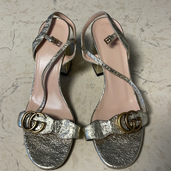 Gucci GG metallic marmont sandal size 38.5 - Picture 3 of 8